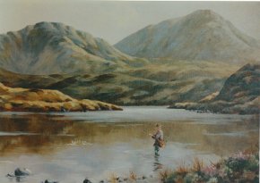 oil painting of fisherman on lough altan