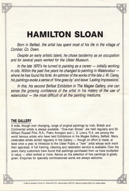 Magee Gallery write-up about Hamilton Sloan